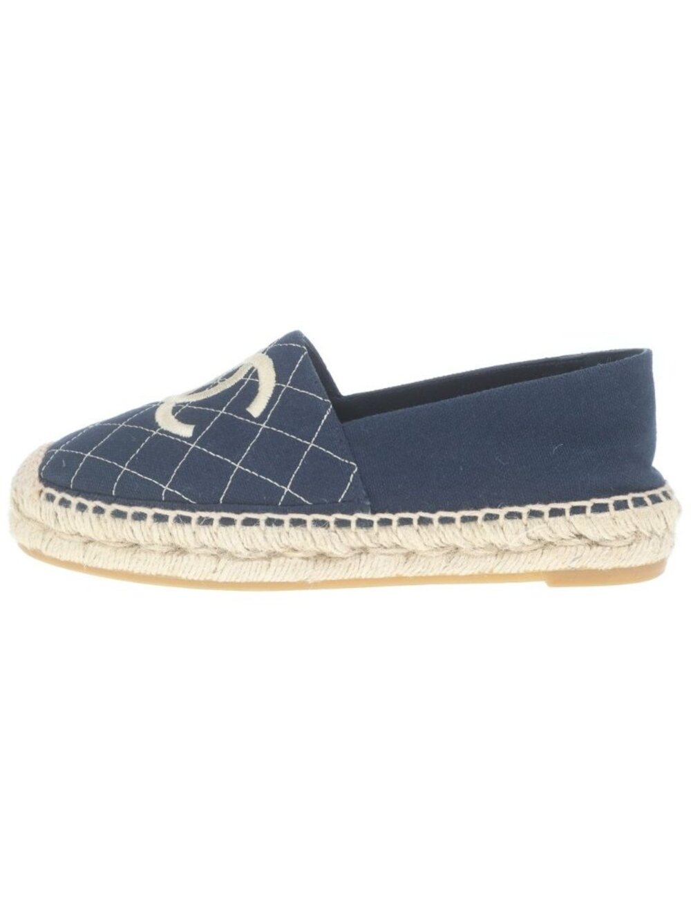Chanel CC Logo Espadrille Slip on Shoes Navy